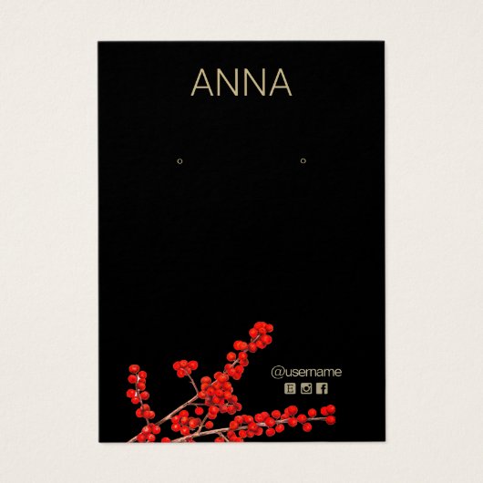 kerstrode bessen met oorspong visitekaartje (Voorkant)