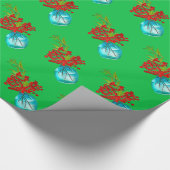 Kerstrode bessen waterverf kunst cadeaupapier (Hoek)