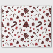 kerstrode buffelelementen cadeaupapier (Vlak)