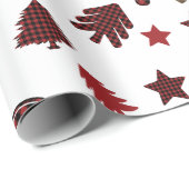 kerstrode buffelelementen cadeaupapier (Rol Hoek)