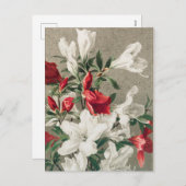 Kerstrode en witte appelbloemen feestdagenkaart (Voorkant / Achterkant)