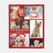 Kerstrode familie foto Collage DYI Sjabloon Fleece Deken (Voorkant)