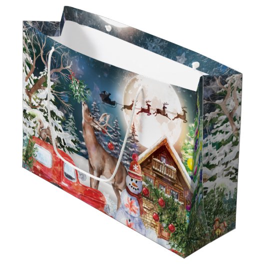 Kerstrode Feestdagen voor Kerstmis: Santa Rustige Groot Cadeauzakje (Voorkant Gekanteld)