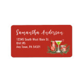 Kerstrode feestelijke cocktails retouradres etiket (Voorkant)