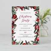 Kerstrode gouden feestdag folie uitnodiging (Staand Voorkant)