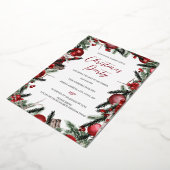 Kerstrode gouden feestdag folie uitnodiging (Gedraaid)