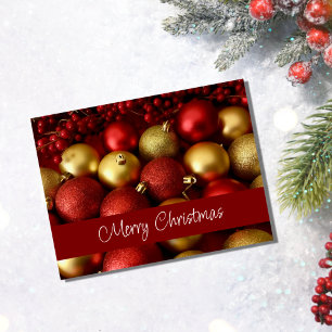 Kerstrode gouden feestelijke tekentypografie feestdagenkaart