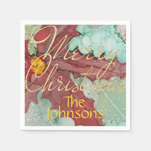 Kerstrode goudkleurige goudstak servet (Voorkant)