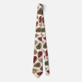 Kerstrode goudluxe Pine Cone Pattern Stropdas (Voorkant)