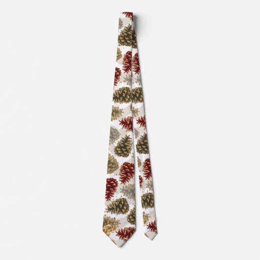Kerstrode goudluxe Pine Cone Pattern Stropdas (Voorkant)