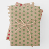 Kerstrode groene en witte kraft poka Dots Inpakpapier Vel (In situ)