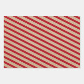 Kerstrode, groene en witte strepen, bijtende Kraft Inpakpapier Vel (Voorkant 2)