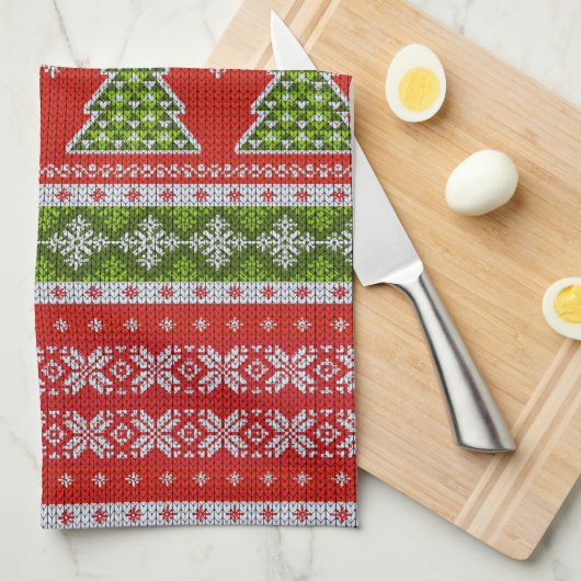Kerstrode groene Feestdagen Modern Theedoek (Quarter Fold)