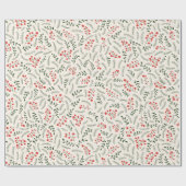 Kerstrode groene pine, landbessen cadeaupapier (Vlak)