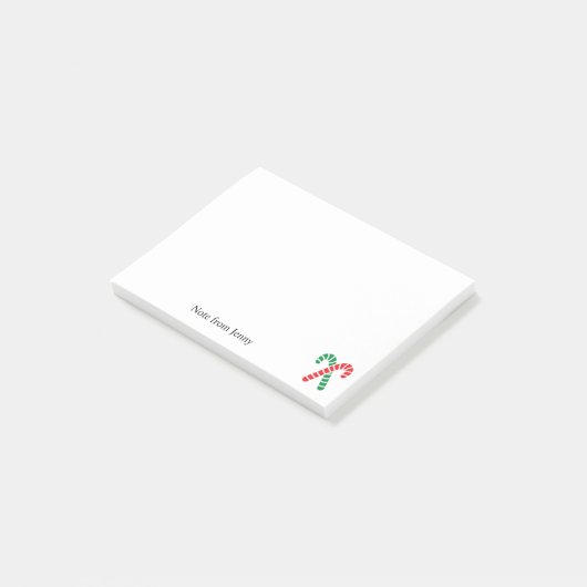 Kerstrode groene snoepriet Aangepaste naamTekst Post-it® Notes (Schuin)