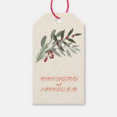 kerstrode Holly Berries Gift Labels Cadeaulabel (Voorkant)