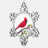 Kerstrode kardinale vogel tin sneeuwvlok ornament (Rechts)