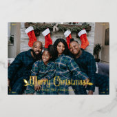  kerstrode kerstfoto Aangepaste foto Folie Feestdagenkaart (Voorkant)