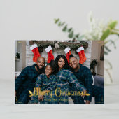  kerstrode kerstfoto Aangepaste foto Folie Feestdagenkaart (Staand Voorkant)