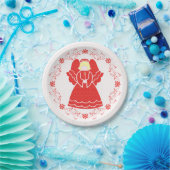 Kerstrode lace Angel Papieren Bordje (Feest)
