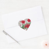 Kerstrode maryllis en Poinsettias Hart Sticker (Envelop)