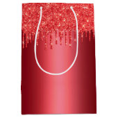 Kerstrode metalen druppelaar met glitter Gift Bag Medium Cadeauzakje (Voorkant)