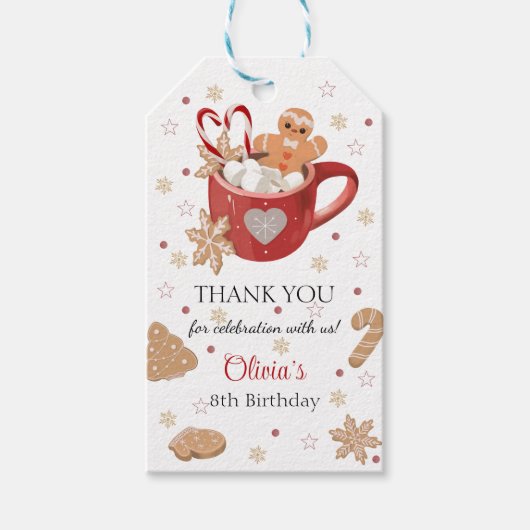 Kerstrode Mok Birthday Gift Label Cadeaulabel (Voorkant)