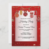 Kerstrode Ornamenten Feestdagen Kaart (Voorkant)