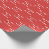 Kerstrode, persoonlijke naam script kalligrafie cadeaupapier (Hoek)