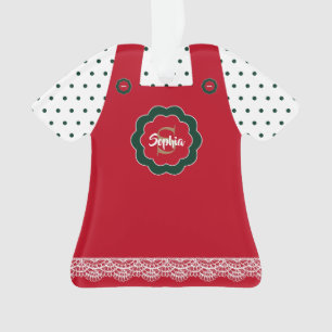 Kerstrode pinafore-gerace-trim, op maat gemaakt ornament
