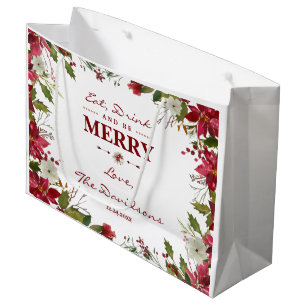 Kerstrode Poinsettia Eat-Drink en is Merry Groot Cadeauzakje