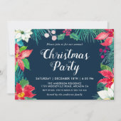 Kerstrode Poinsettia Floral-feestdag Kaart (Voorkant)