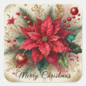 Kerstrode Poinsettia Flower Sticker (Voorkant)