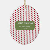 Kerstrode pols Familienaam Keramisch Ornament (Rechts)