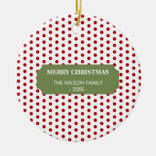 Kerstrode pols Familienaam Keramisch Ornament