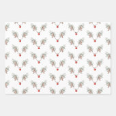 Kerstrode rendierpijnbessen inpakpapier vel (Voorkant 2)