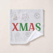 Kerstrode Rhinestone Xmas Calligrafie Bad Handdoek (Wasdoekje)