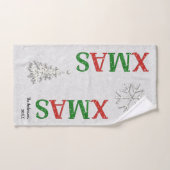 Kerstrode Rhinestone Xmas Calligrafie Bad Handdoek (Handdoek)