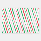 kerstrode roze groene moderne strepen inpakpapier vel (Voorkant 2)