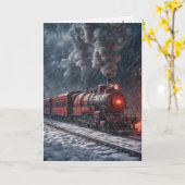 Kerstrode sneeuwtrein kaart (Gele Bloem)