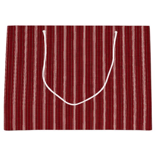 kerstrode strepen, grote cadeautas, glanzend groot cadeauzakje (Voorkant)