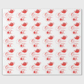 Kerstrode theepot cadeaupapier (Vlak)