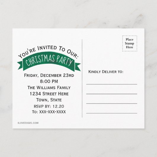 Kerstrode vrachtwagen bespaart de datum uitnodiging briefkaart (Achterkant)