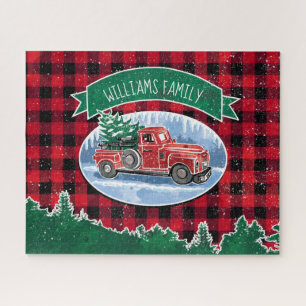 Kerstrode  vrachtwagen Buffalo Pset Naam toevoegen Legpuzzel