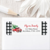 Kerstrode vrachtwagen zwart gebuffel etiket (Insitu)