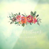 kerstrode Waterverf bloemen Persoonlijke naam Raamsticker (Vel 3)