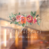 kerstrode Waterverf bloemen Persoonlijke naam Raamsticker (Vel 2)