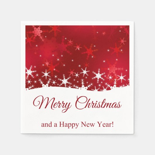 Kerstrode wintersneeuwvlokken servetten (Voorkant)