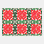 Kerstrode witte  Damaspatronen Inpakpapier Vel (Voorkant 3)