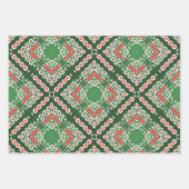 Kerstrode witte  Damaspatronen Inpakpapier Vel (Voorkant 2)